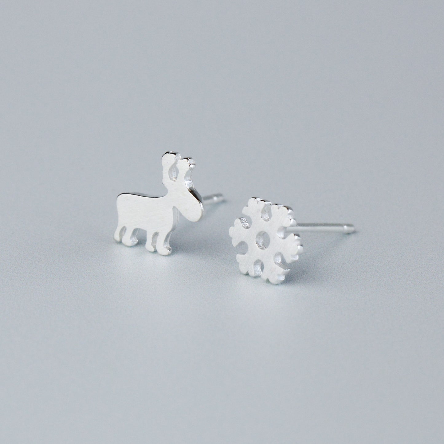 Reindeer and Snowflake Stud Earrings