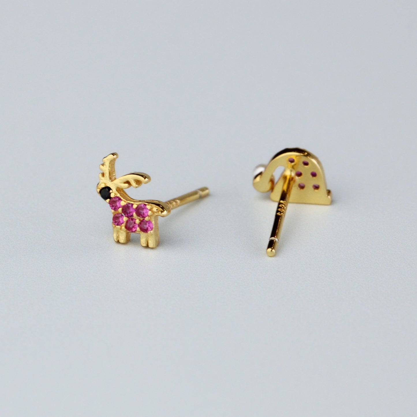 Gold Crystal Reindeer and Santa Hat Earrings