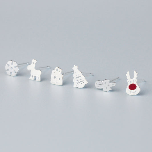 Set of 6 Christmas Themed Stud Earrings