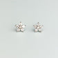 White Crystal Flower Stud Earrings