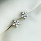 White Crystal Flower Stud Earrings