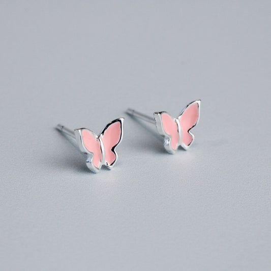 Baby Pink Butterfly Stud Earrings