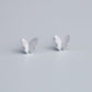Brushed Silver Butterfly Stud Earrings