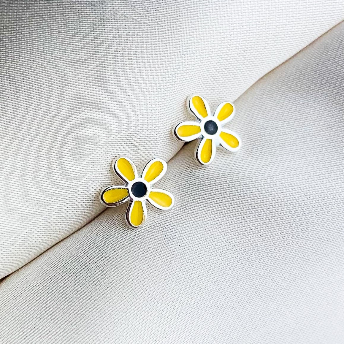 Yellow Flower Stud Earrings