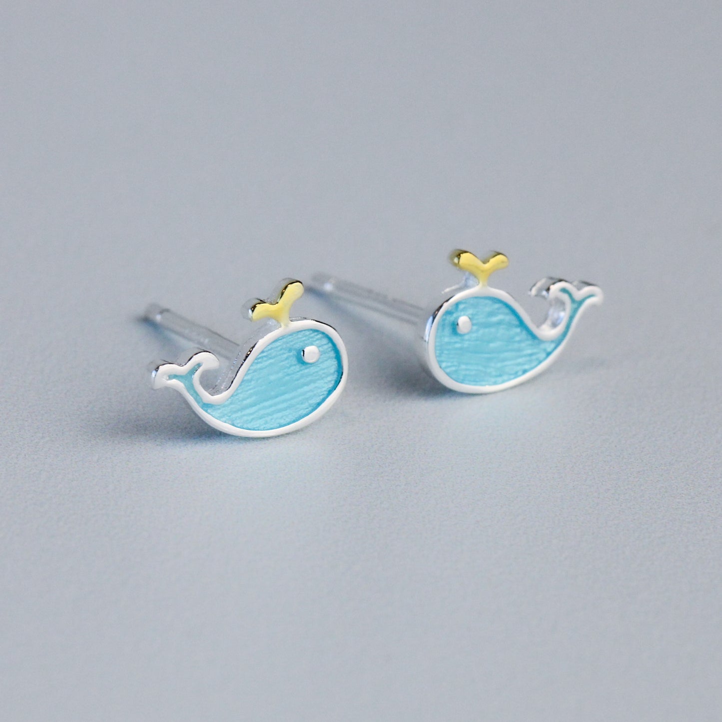 Blue Whale Stud Earrings