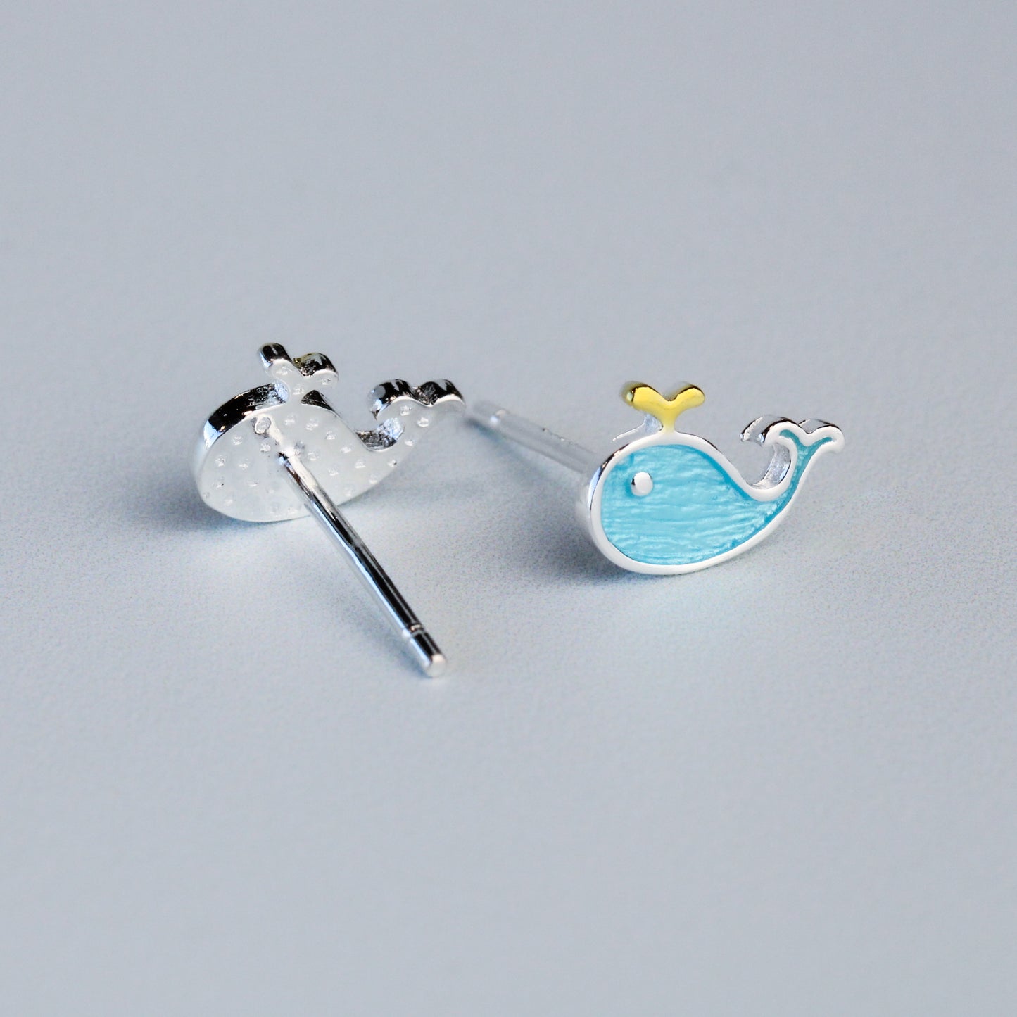 Blue Whale Stud Earrings