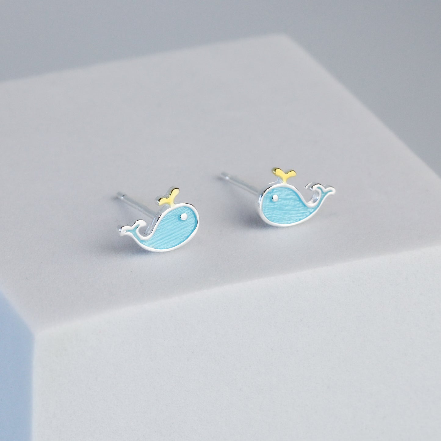 Blue Whale Stud Earrings