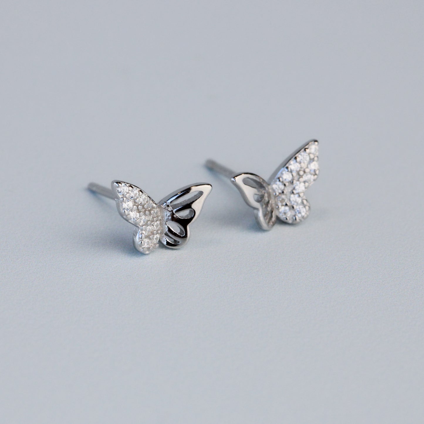 Pink or White Crystal Butterfly Stud Earrings