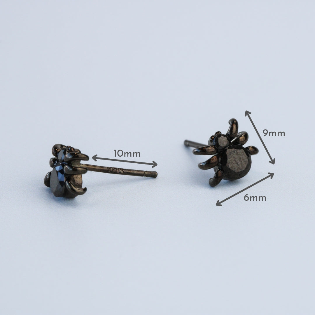 Black Crystal Spider Stud Earrings