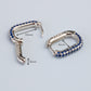 Blue or White Crystal Oval Hoop Earrings