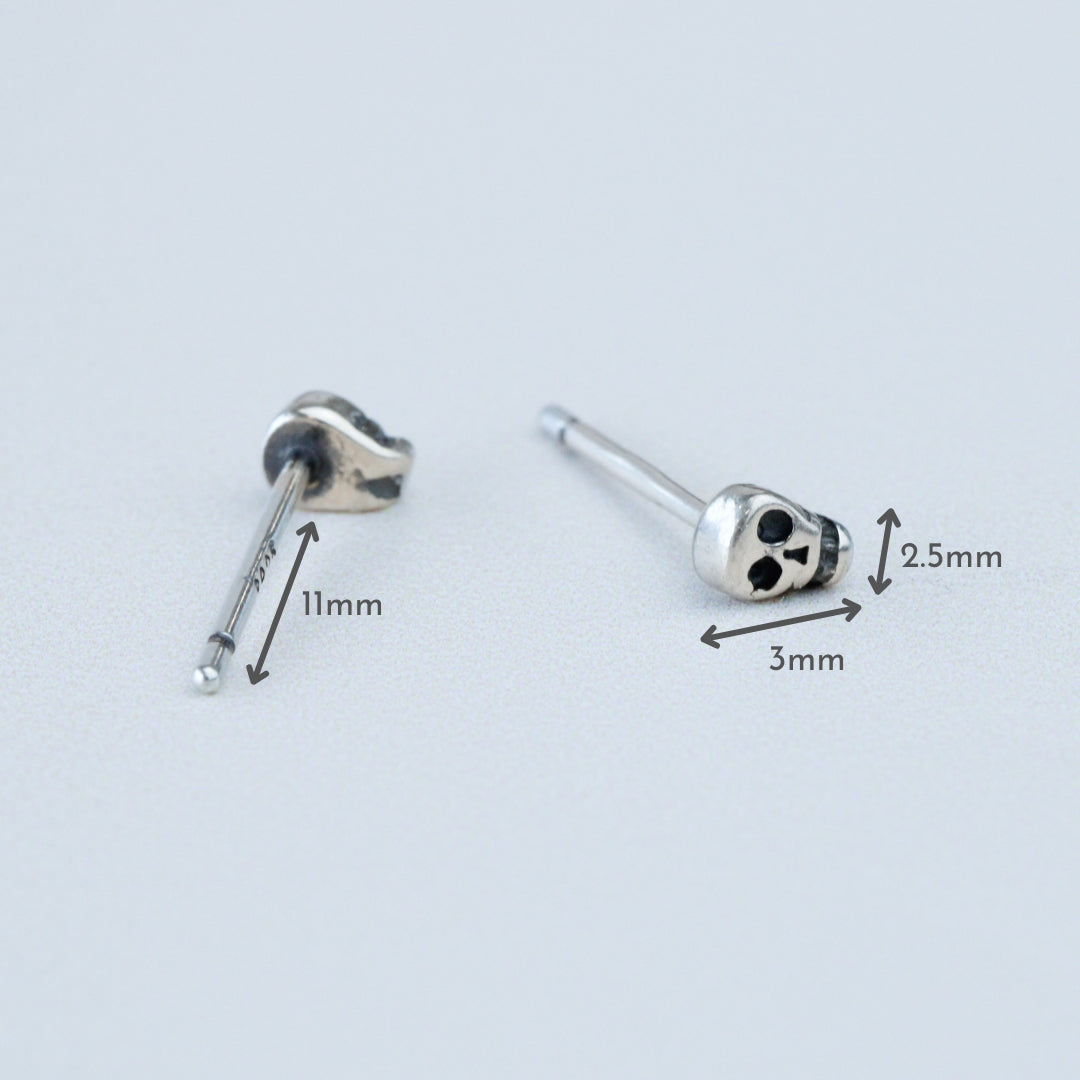 Engraved Skull Stud Earrings
