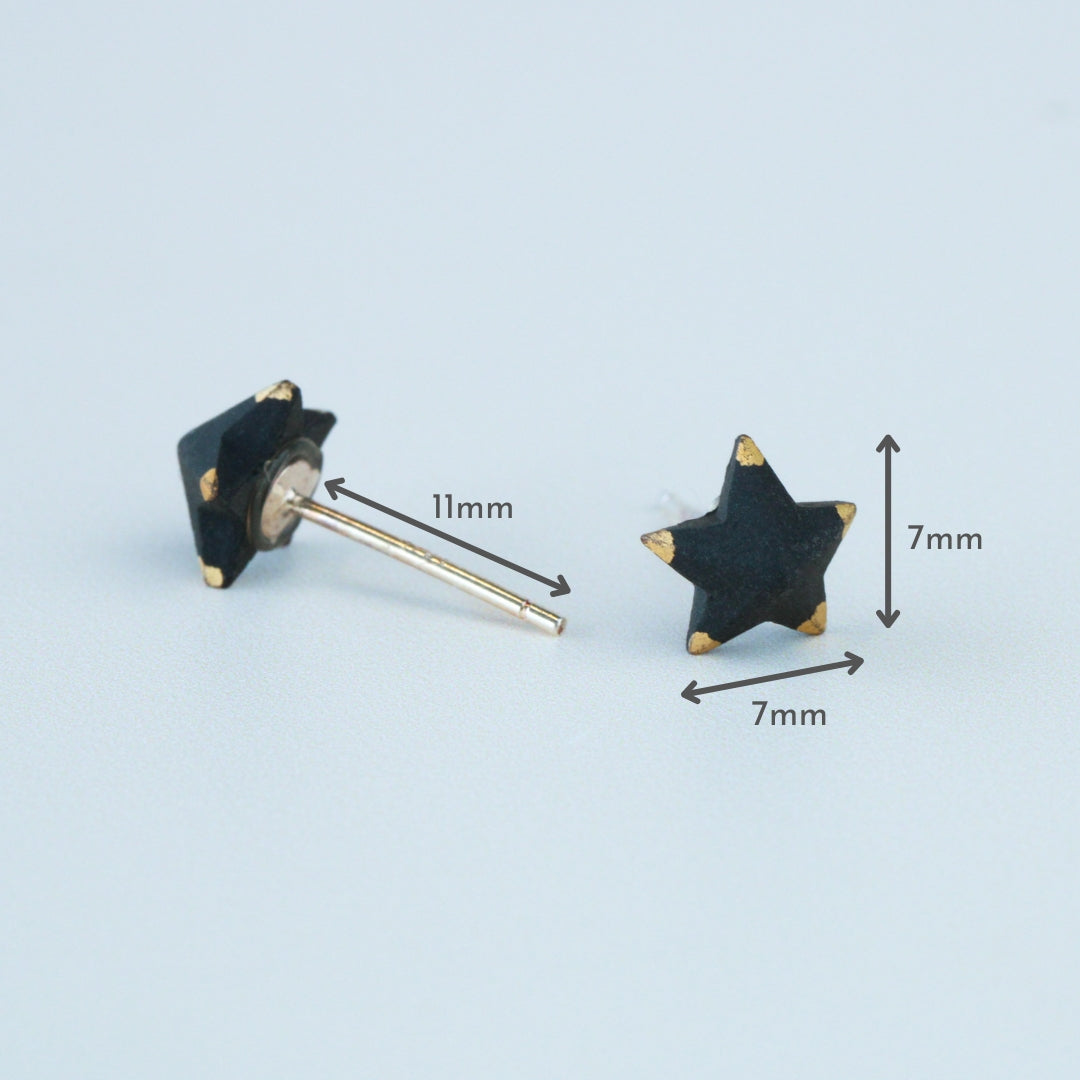 Black and Gold Star Stud Earrings