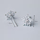 Snowflake Stud Earrings with Tiny White Crystal