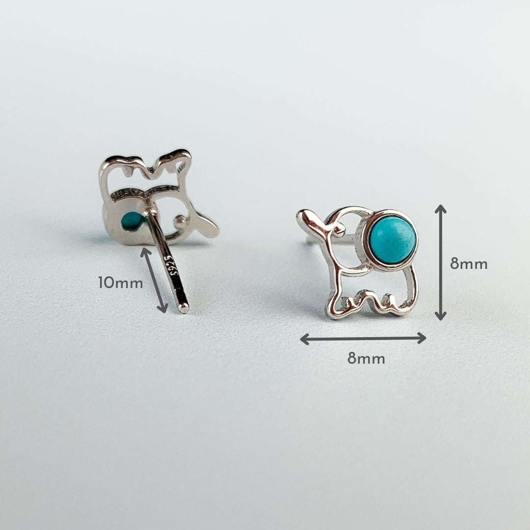 Turquoise Stone Elephant Stud Earrings