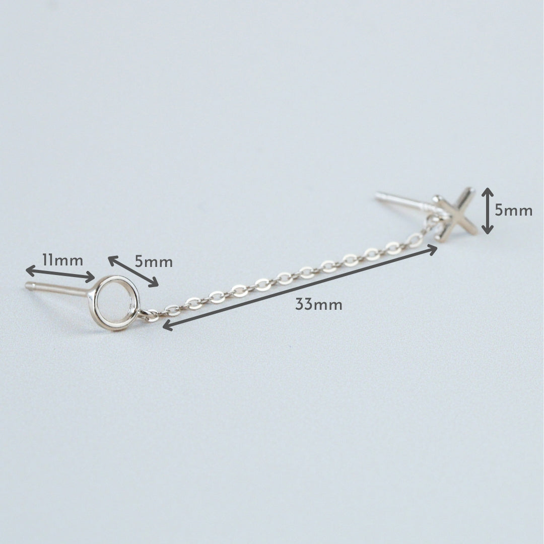X and O Double Piercing Stud Earring