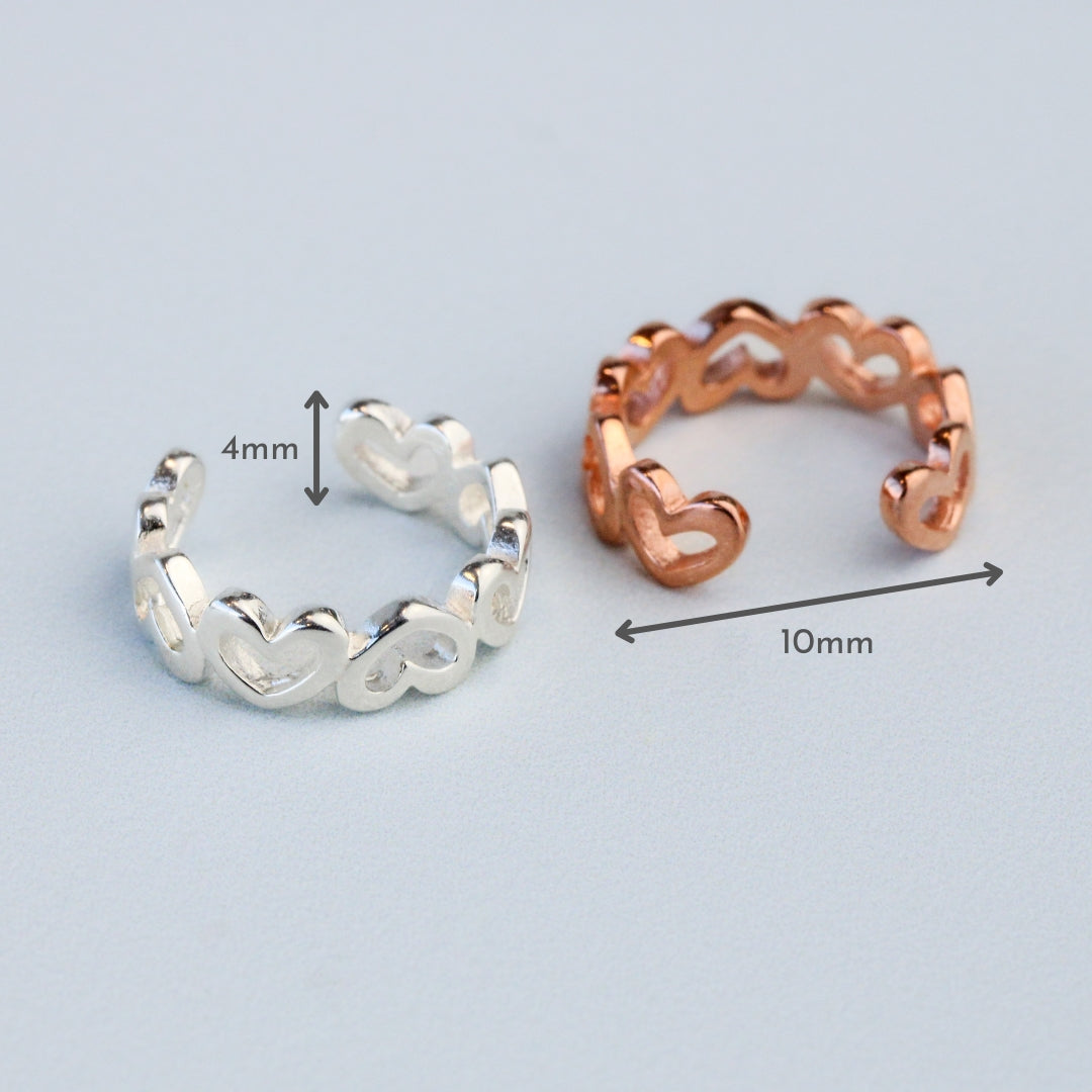 Heart Linked Ear Cuff