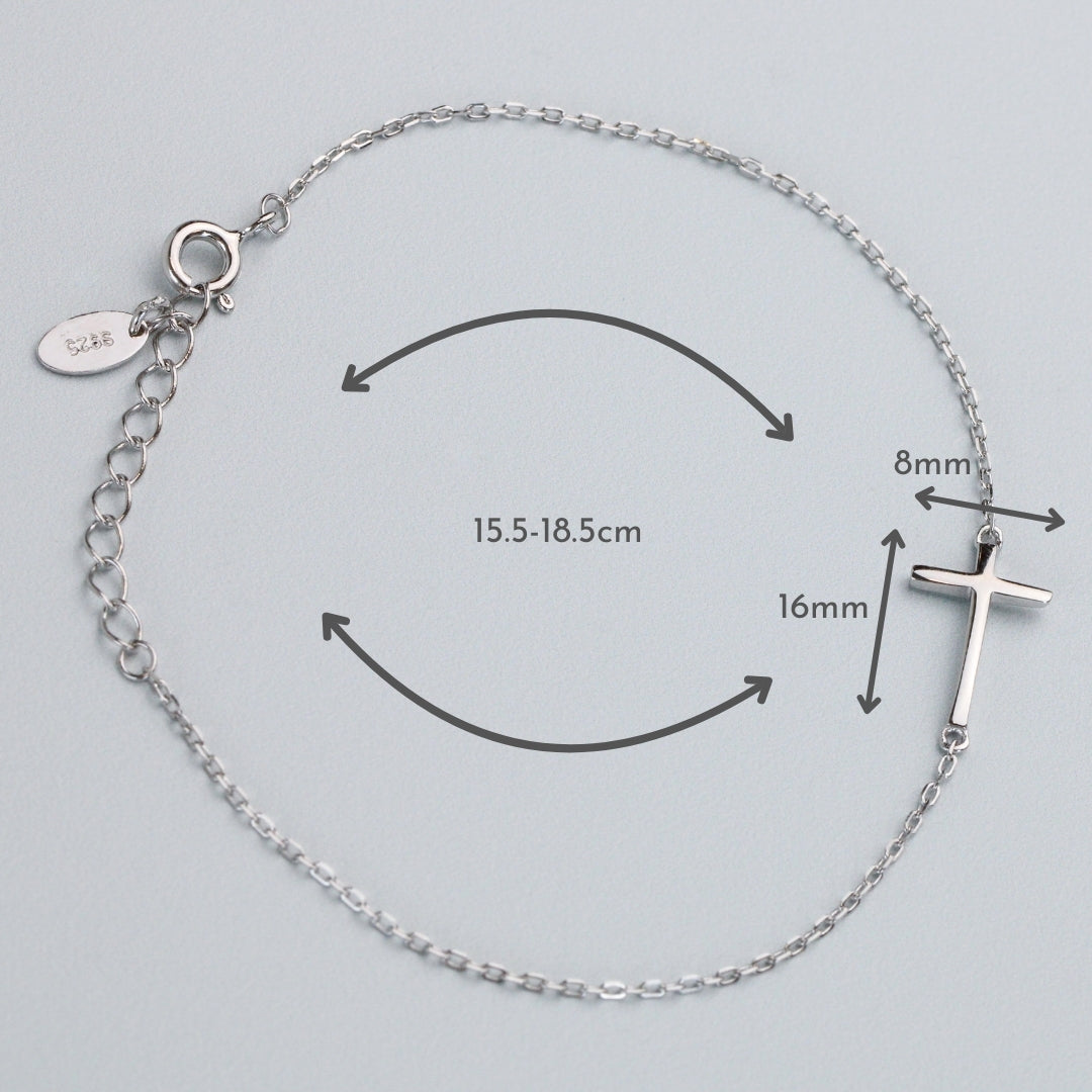 Delicate Silver Cross Bracelet