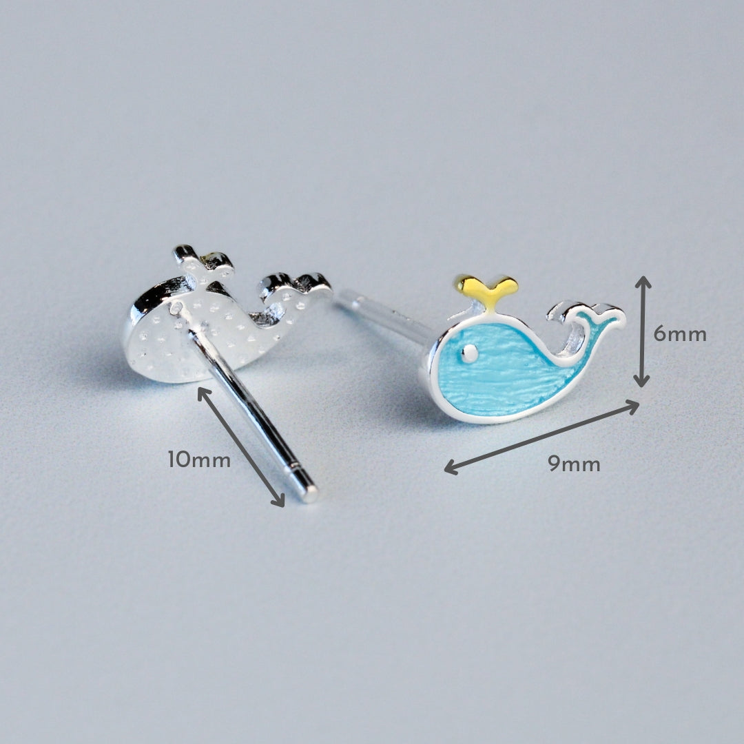 Blue Whale Stud Earrings