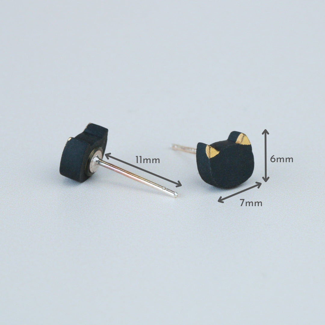 Black and Gold Cat Stud Earrings