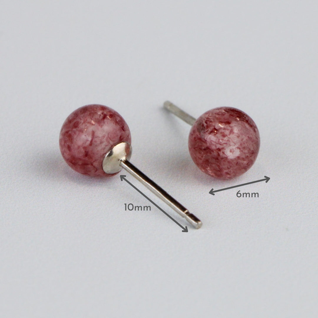 Red Speckled Crystal Ball Stud Earrings