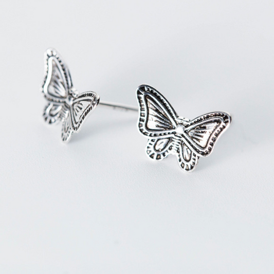Engraved Butterfly Stud Earrings
