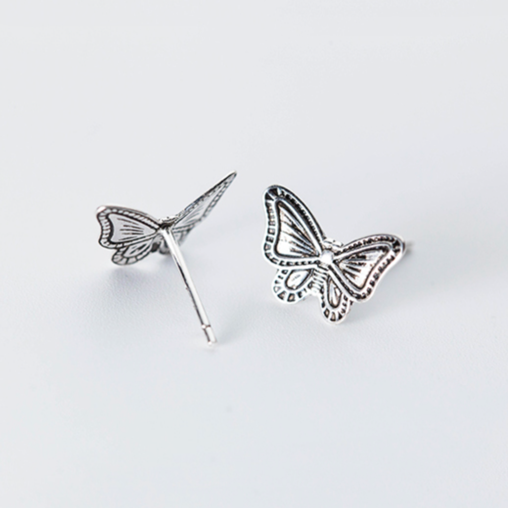 Engraved Butterfly Stud Earrings