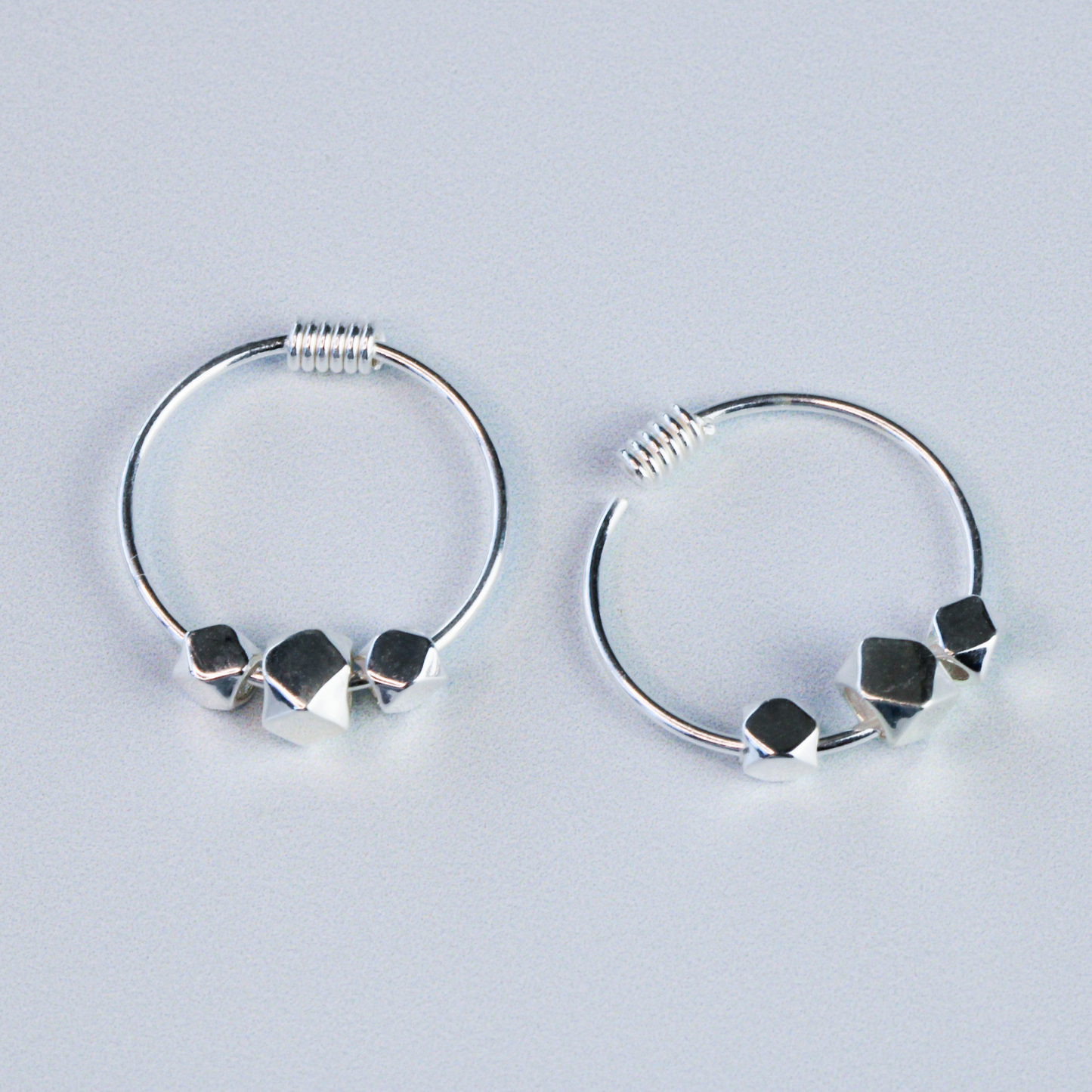 Hoop Earrings with Sliding Geometric Beads