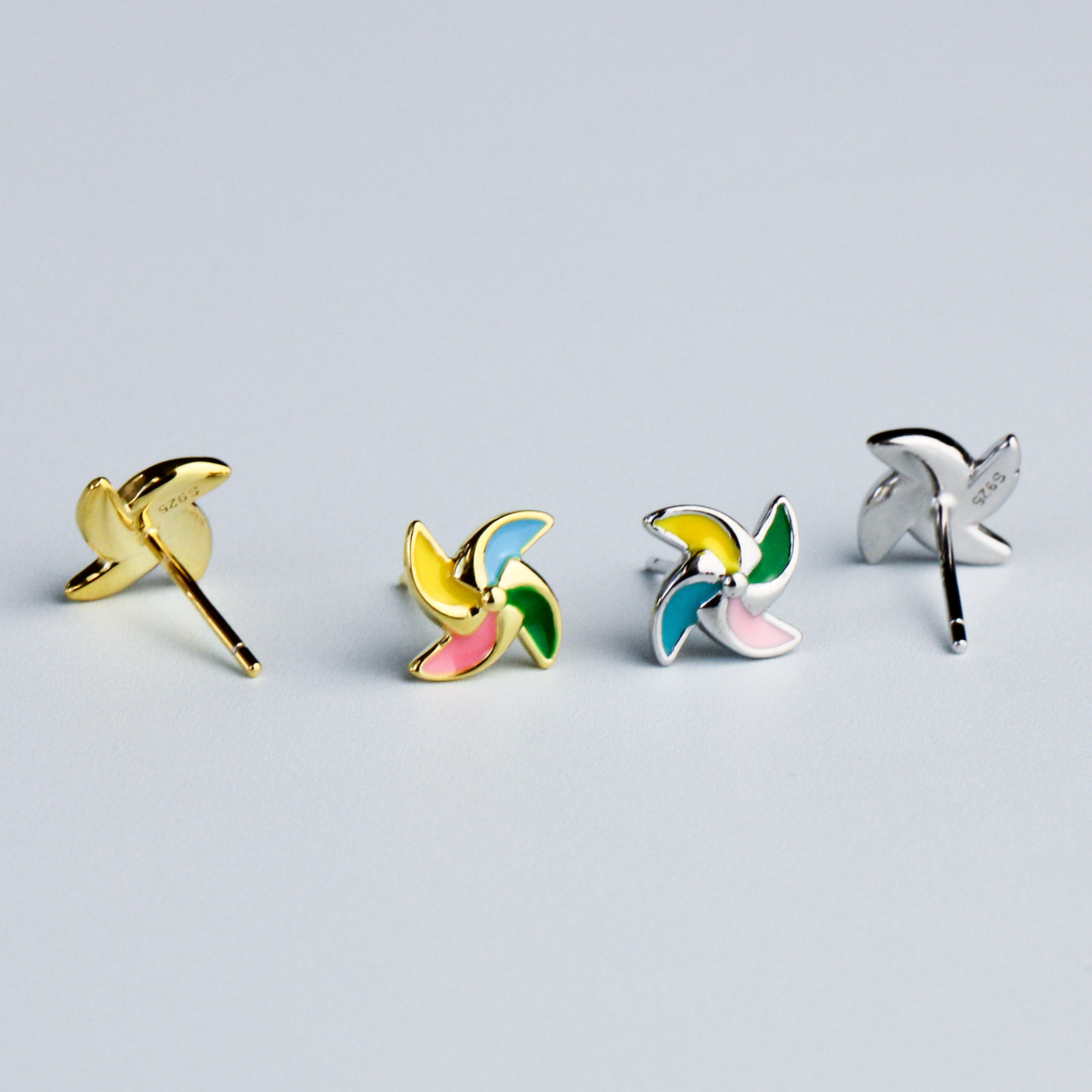 Colourful Pin Wheel Stud Earrings