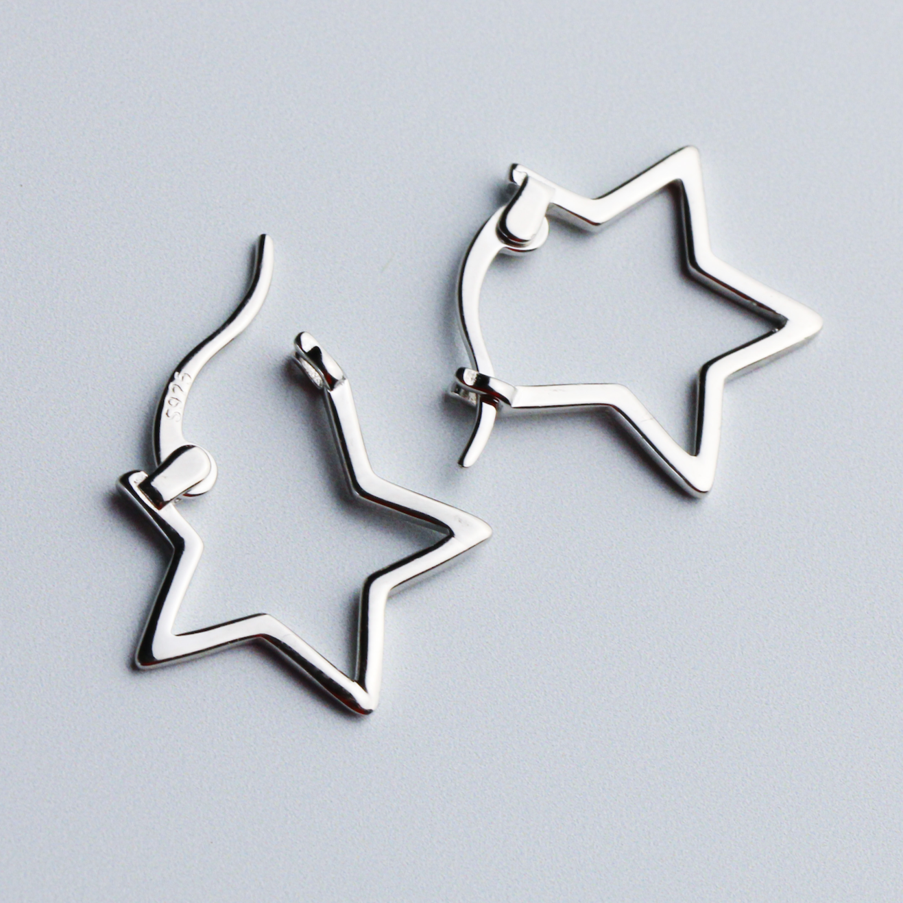 Sterling silver star hoops online