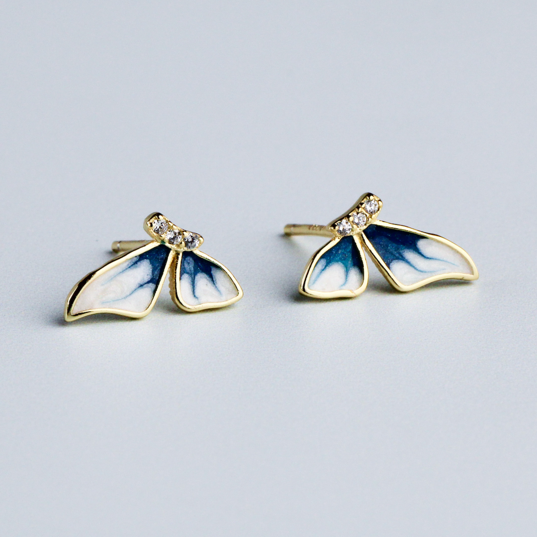Crystal Detail Butterfly Wing Stud Earrings