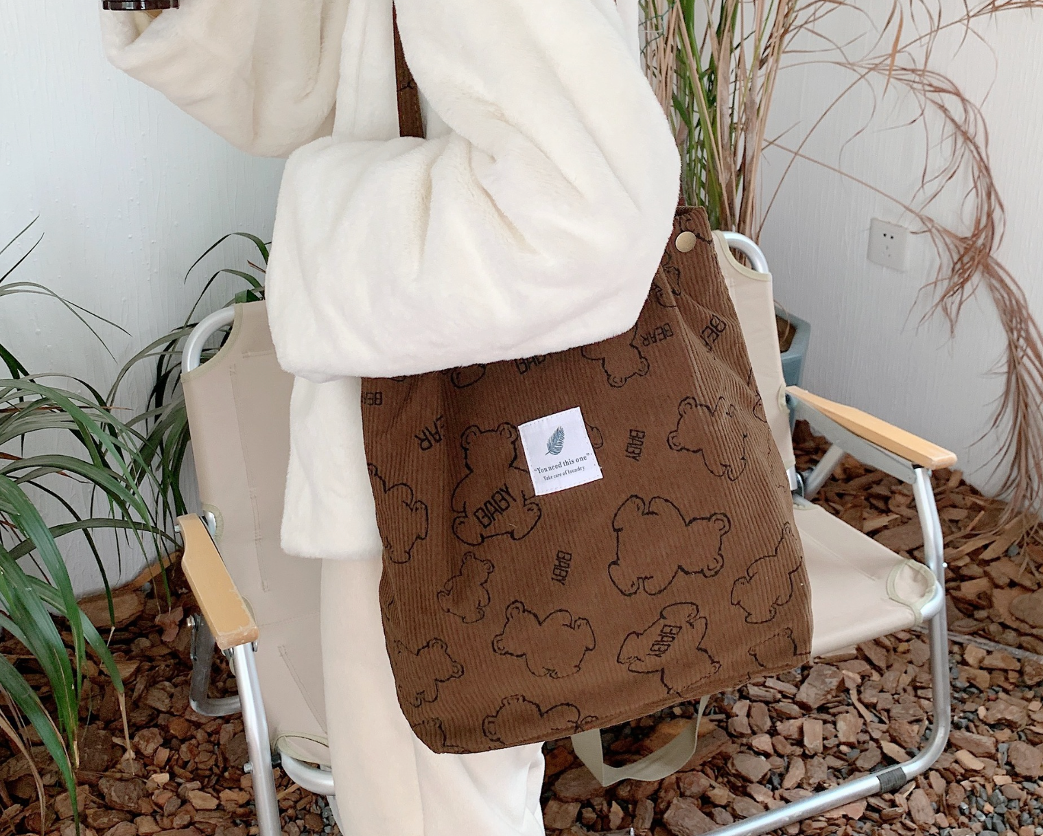 Bag For Love - Letter Patch Corduroy Tote Bag - Women Tote Bags –  shopbagforlove