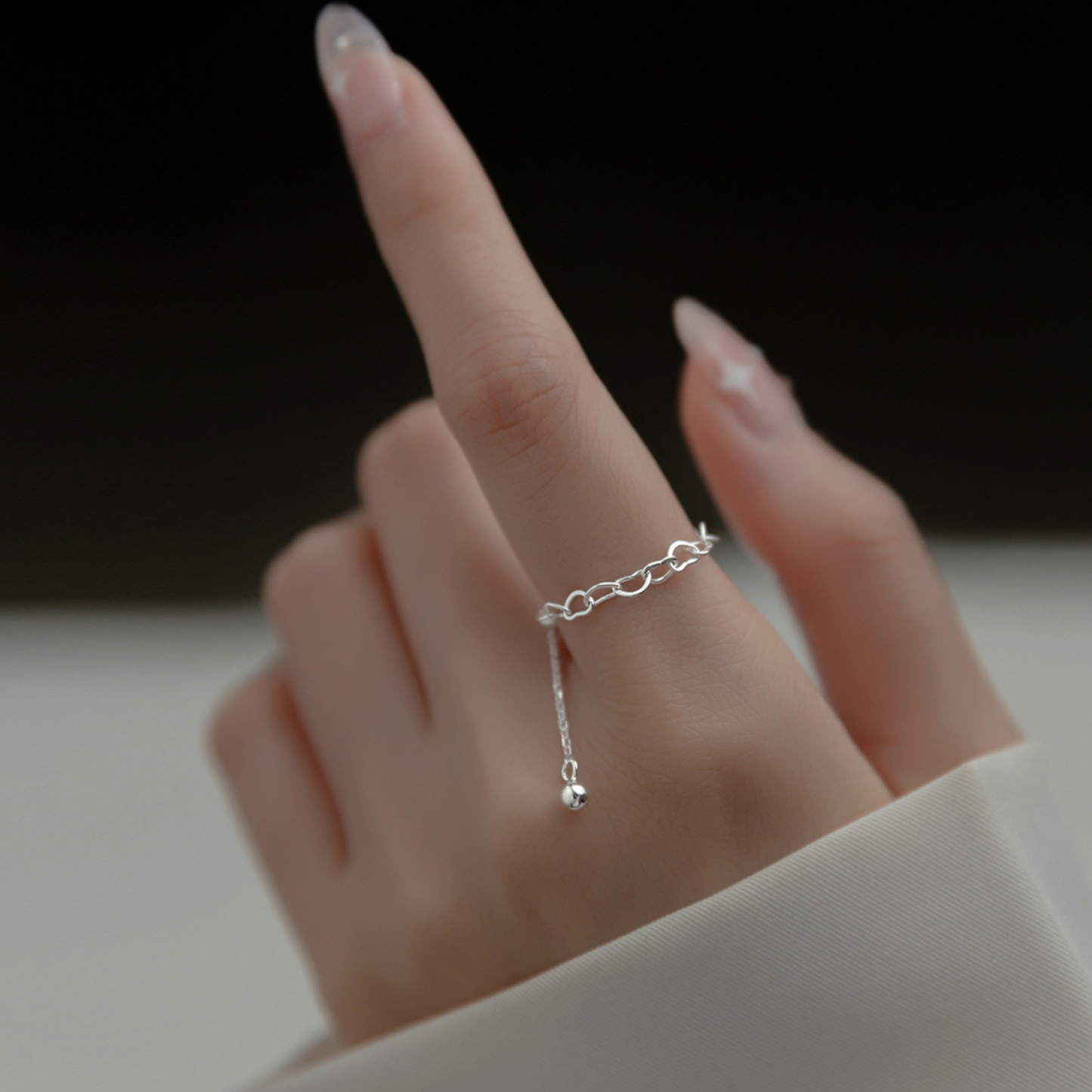 Heart Link Adjustable Chain Ring
