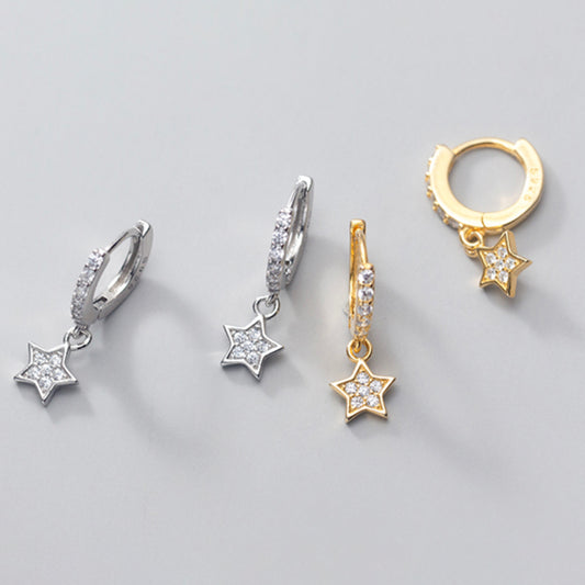 Sparkly Star Dangle Huggie Hoop Earrings