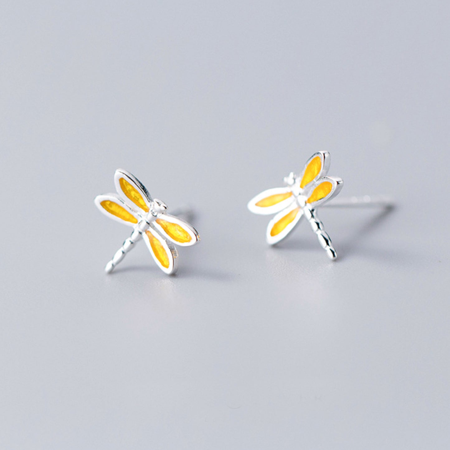 Yellow Dragonfly Stud Earrings