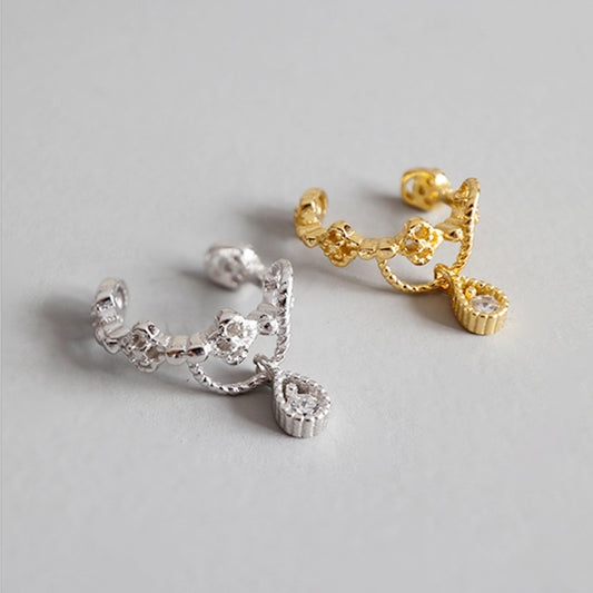 Ornate Zirconia Drop Ear Cuff