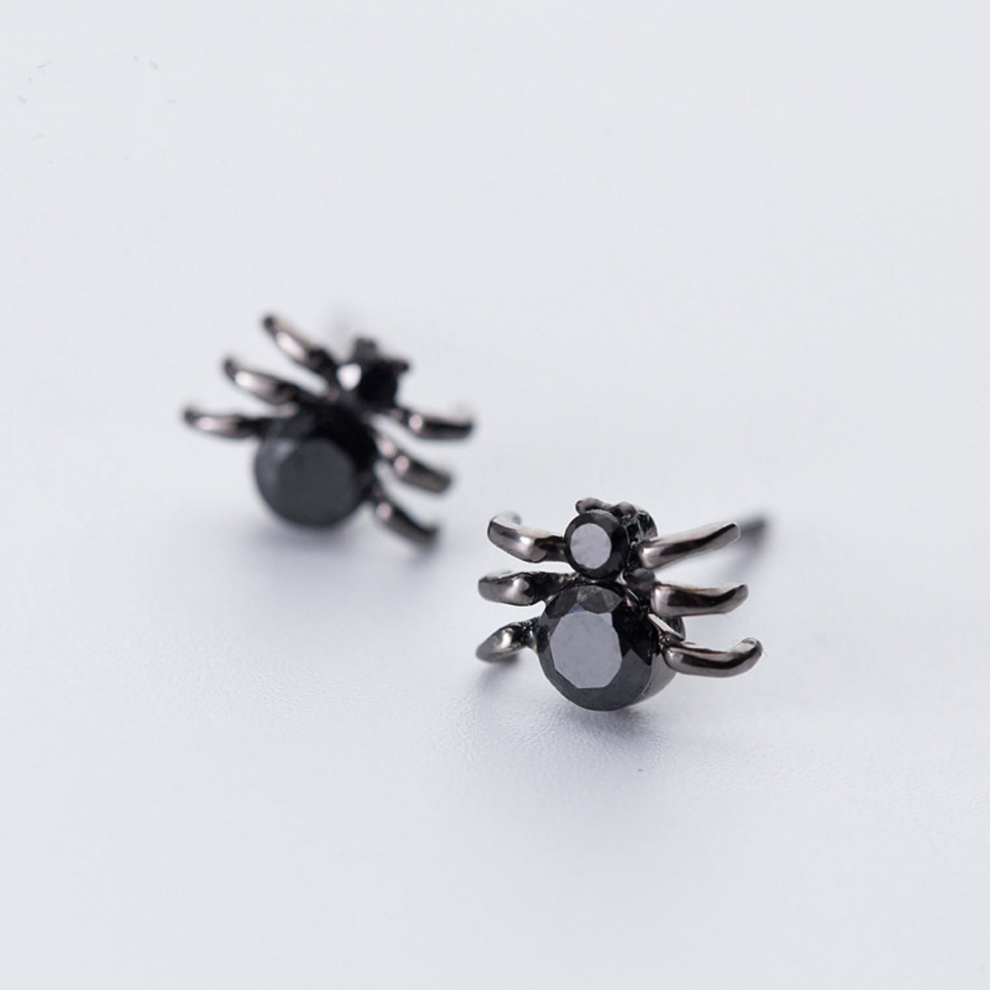 Black Crystal Spider Stud Earrings