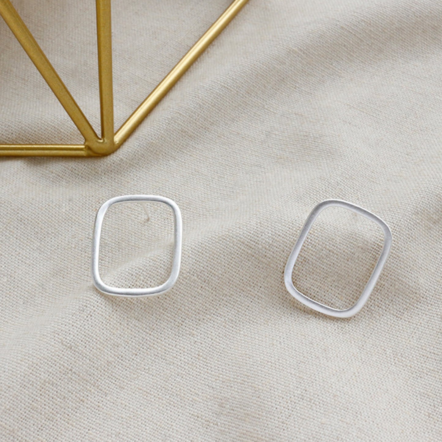 Silver Square Stud Earrings