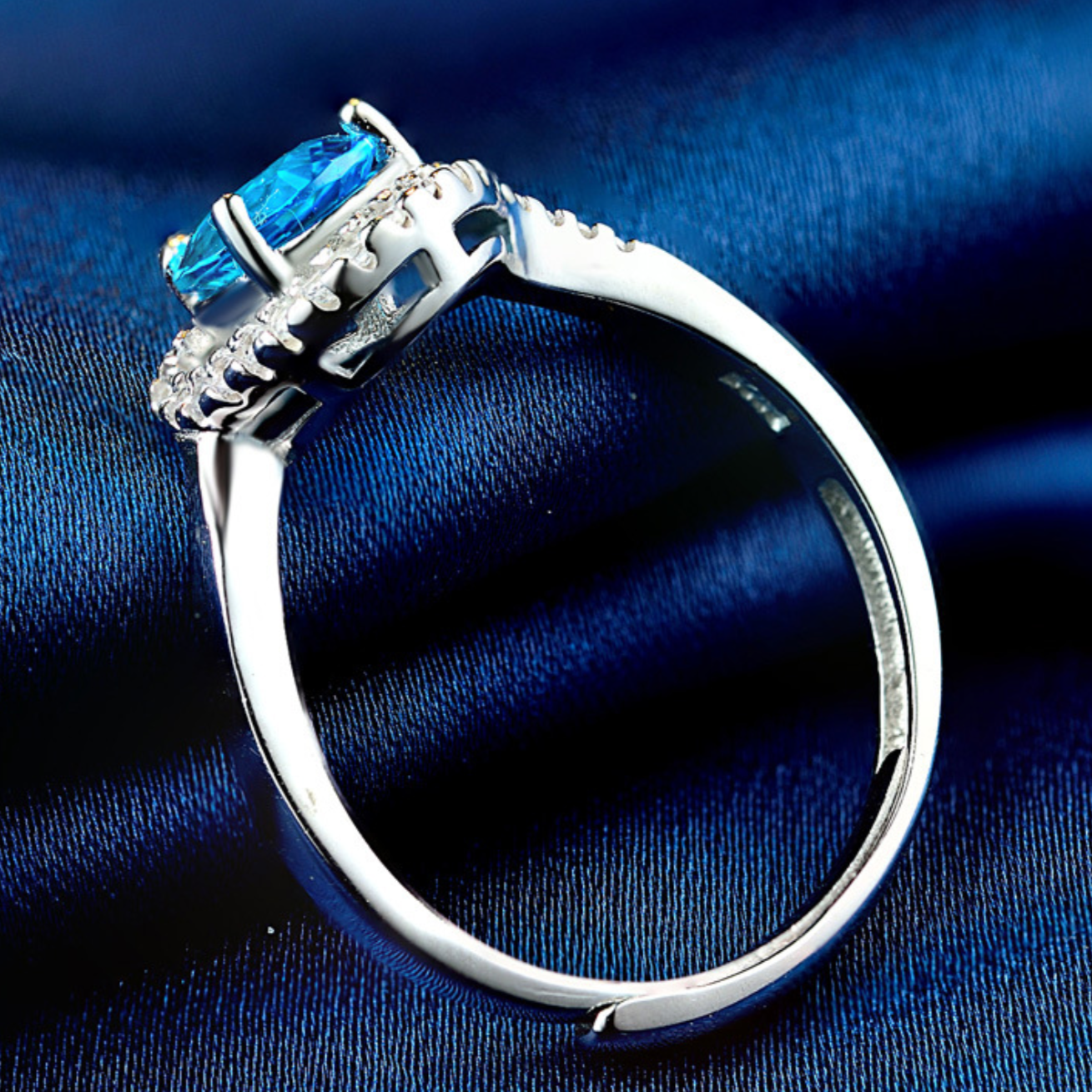 Blue Moissanite Ring