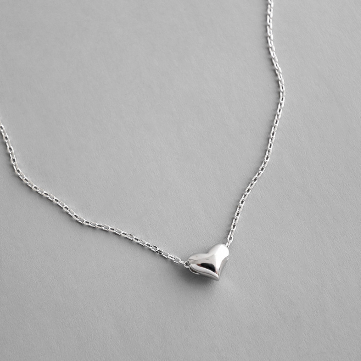 Dainty Silver Heart Pendant Necklace