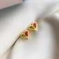 Red and Gold Heart Stud Earrings