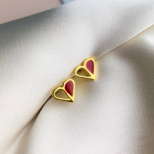 Red and Gold Heart Earrings
