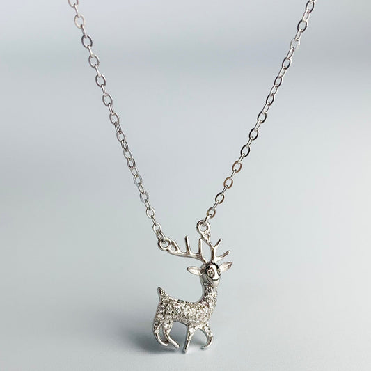 Tiny Zirconia Deer Necklace