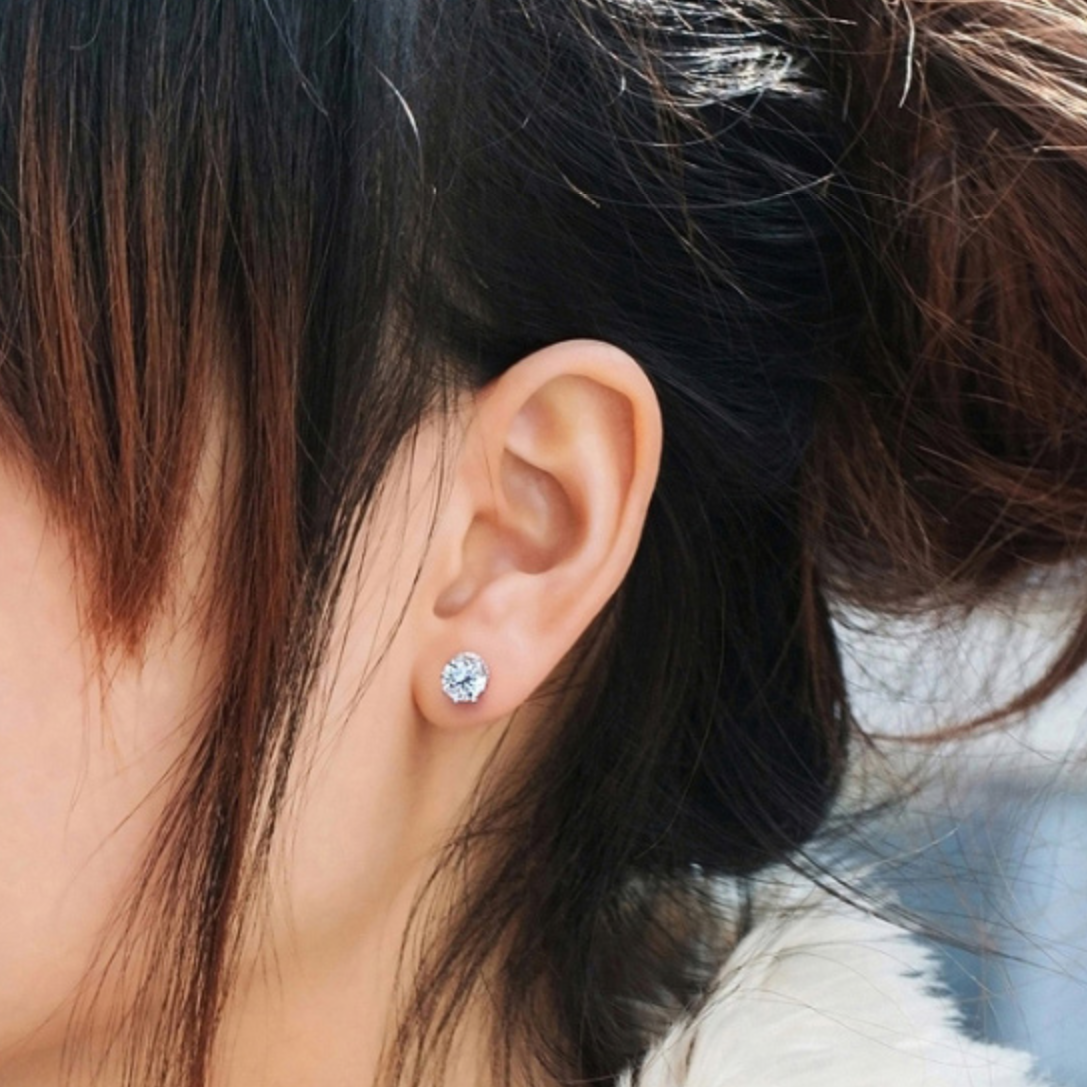 White Crystal Stud Earrings