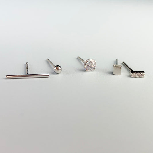 Set of 5 Geometric Stud Earrings