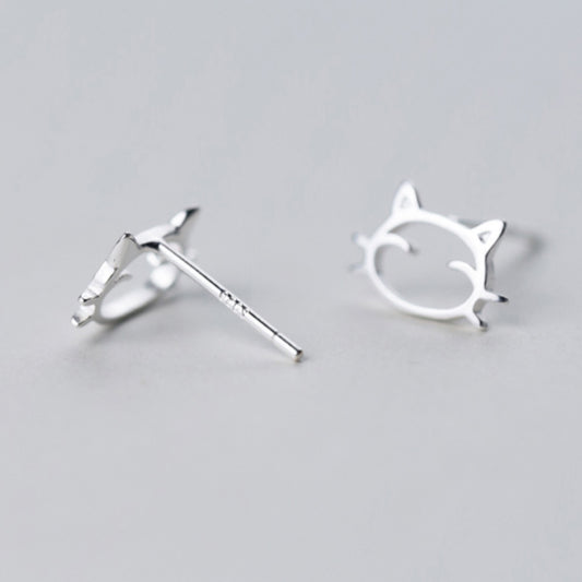 Simple Cat Face Stud Earrings