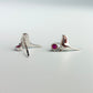 Bird Stud Earrings with Hanging Pink Crystal