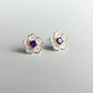 Pink Purple and White Crystal Flower Stud Earrings