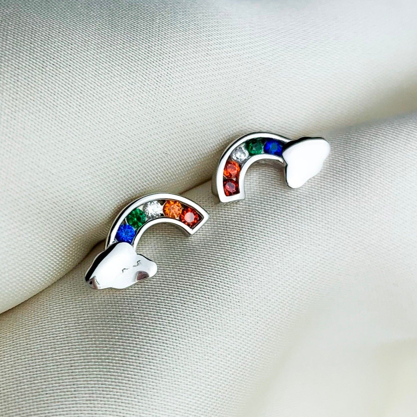 Rainbow deals silver earrings