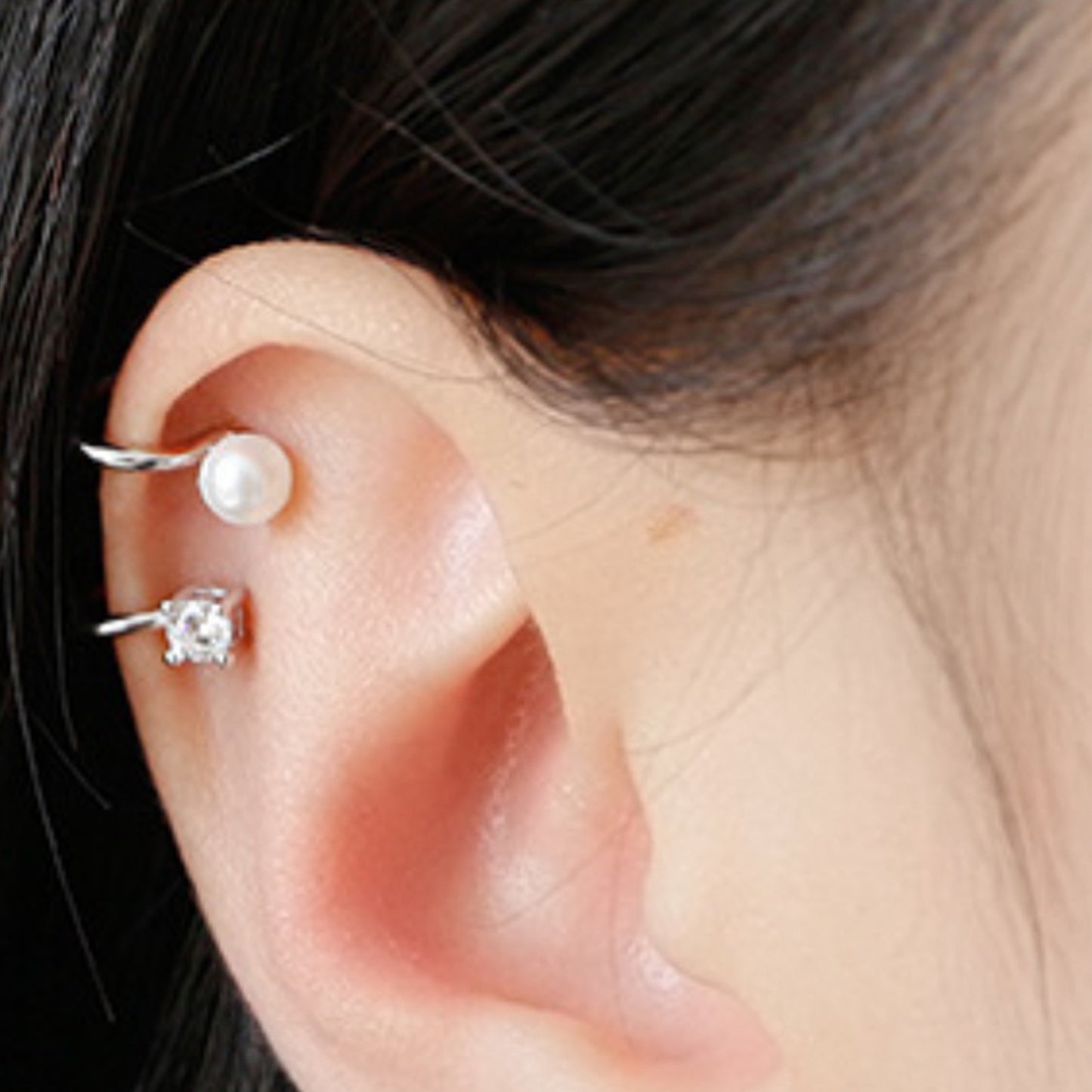 Pearl and Crystal Double Sided Ear Cuff