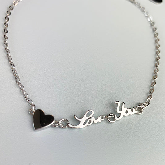 'Love You' Heart Charm Bracelet